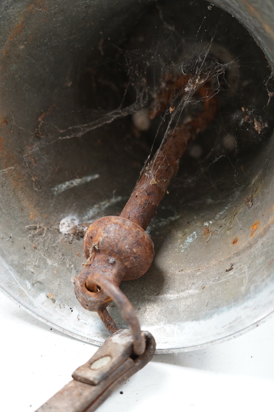 A chrome plated cast iron fire engine bell, with leather handle to clapper, 26cm diameter. Condition - fair